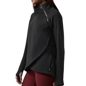 Athleta Cozy Karma Asym Pullover Sweatshirt, Black, Medium, Athleisure, Comfy